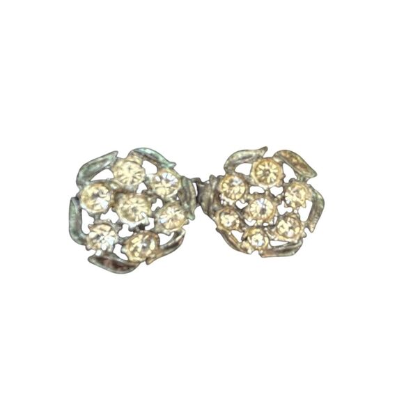 Vintage Orlon Black Cardigan M Fur Collar Rhinestone - Picture 7 of 8